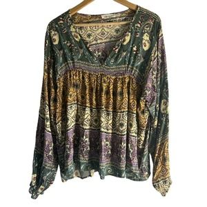 Millibon Women’s Size Medium V Neck Babydoll Floral‎ Paisley Print Top